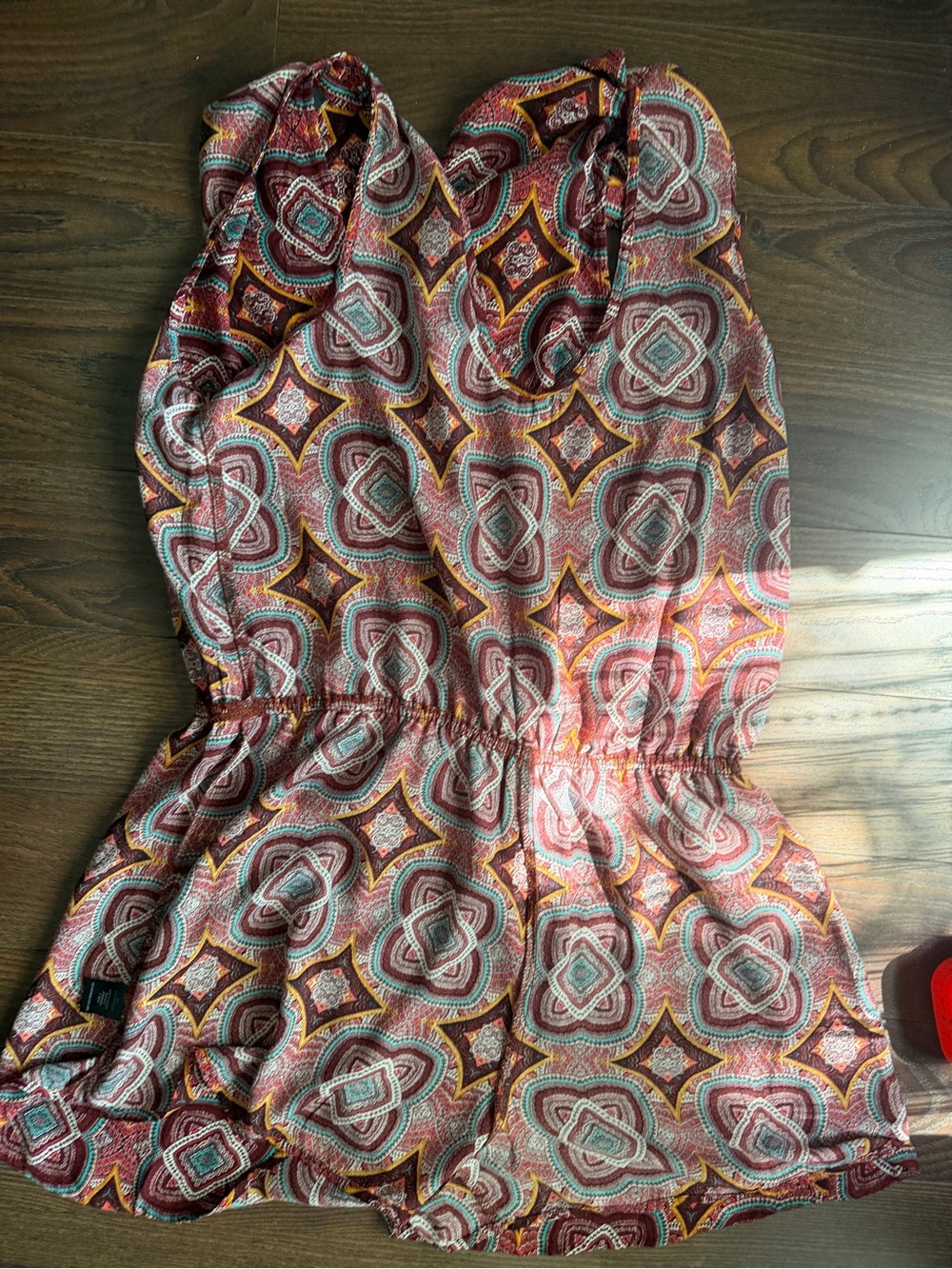 BeBop Red Multi-Color Halter Romper - Picture 9 of 11